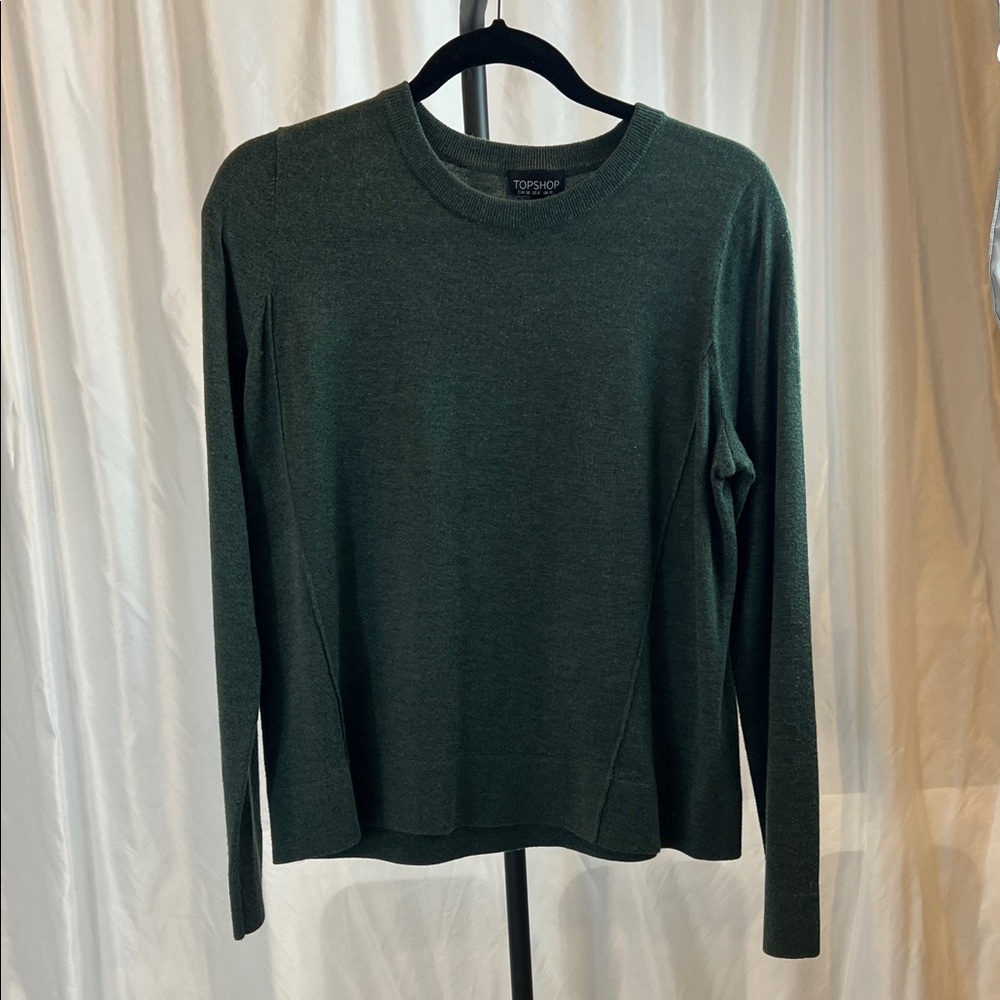 Topshop Forest Green Crew Neck Sweater M